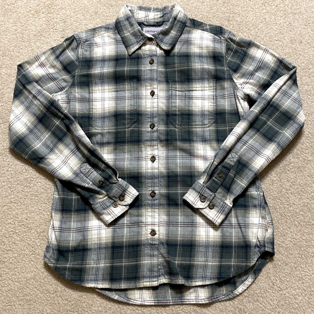 Carhartt button down plaid flannel shirt